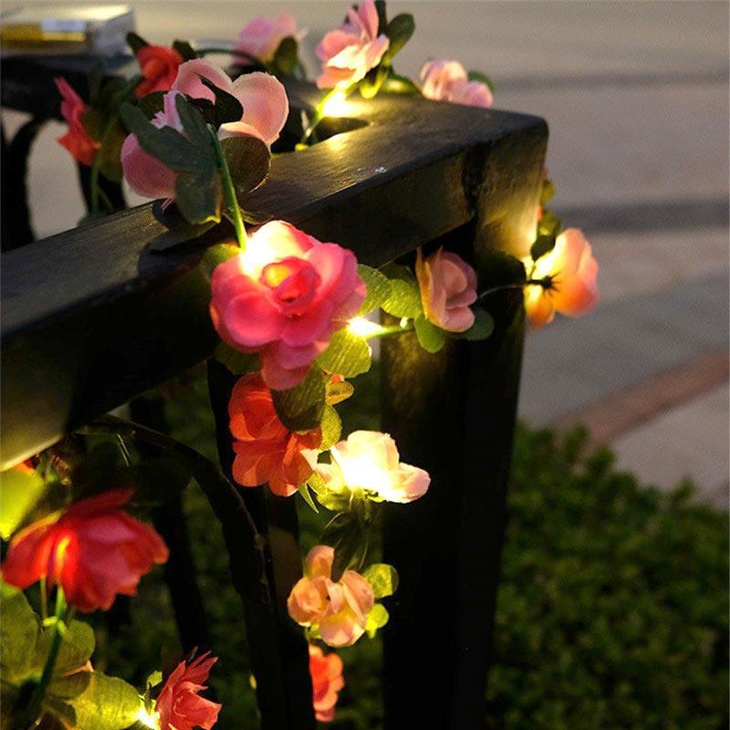 Pink & Orange Flowers LED String Lights