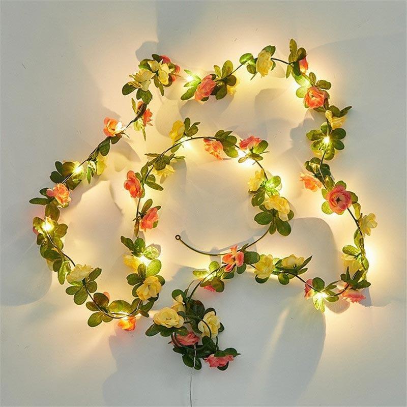 Pink & Orange Flowers LED String Lights