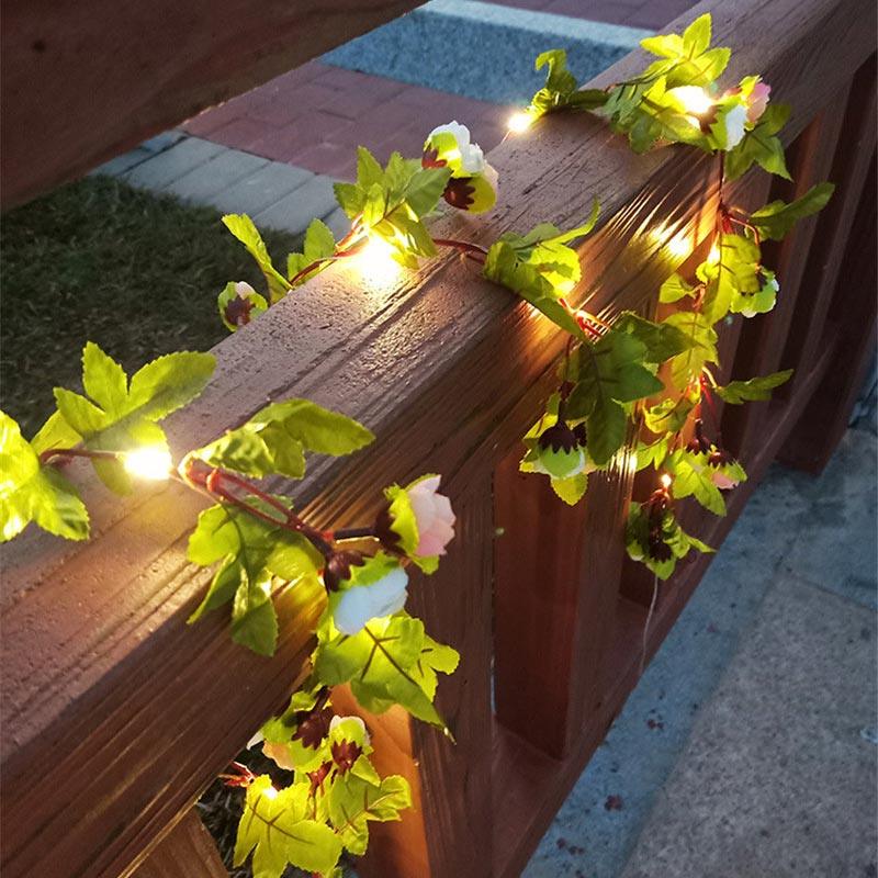 Pink & White Flowers LED String Lights — String Lights (view 2)