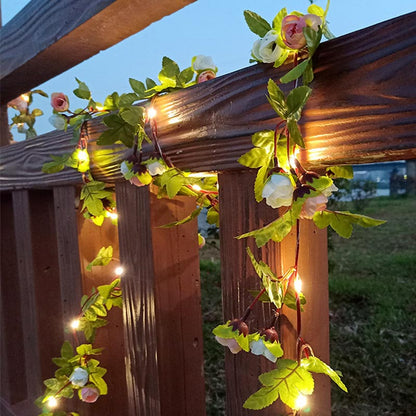 Pink & White Flowers LED String Lights