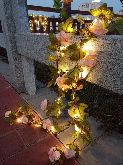 Champagne Pink Flowers LED String Lights