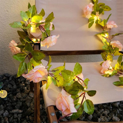 Champagne Pink Flowers LED String Lights