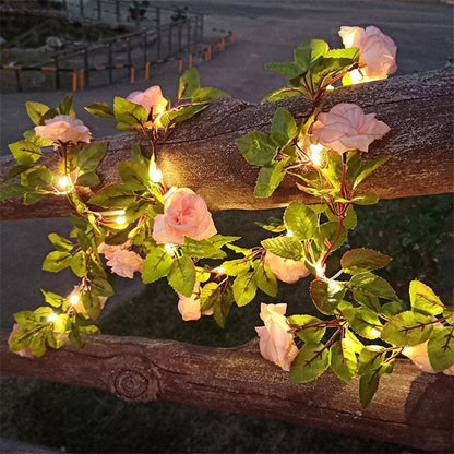 Champagne Pink Flowers LED String Lights
