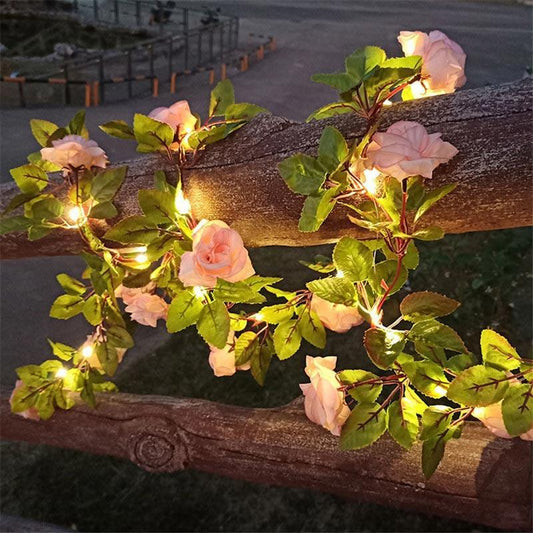 Champagne Pink Flowers LED String Lights