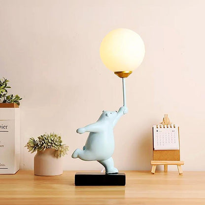 Teddy Bear Moon Blue Table Lamp