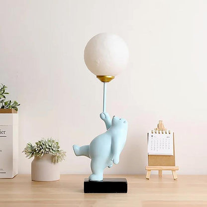 Teddy Bear Moon Blue Table Lamp