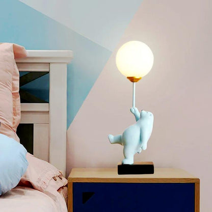 Teddy Bear Moon Blue Table Lamp