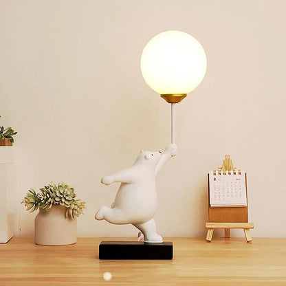 Teddy Bear Moon White Table Lamp
