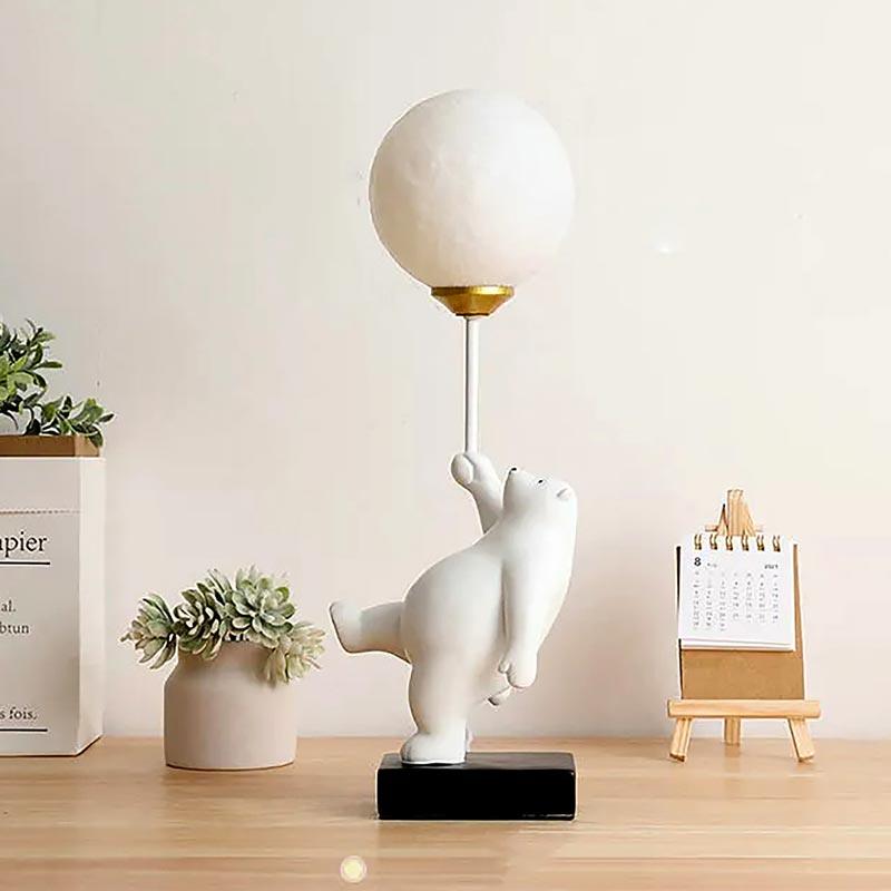 Teddy Bear Moon White Table Lamp