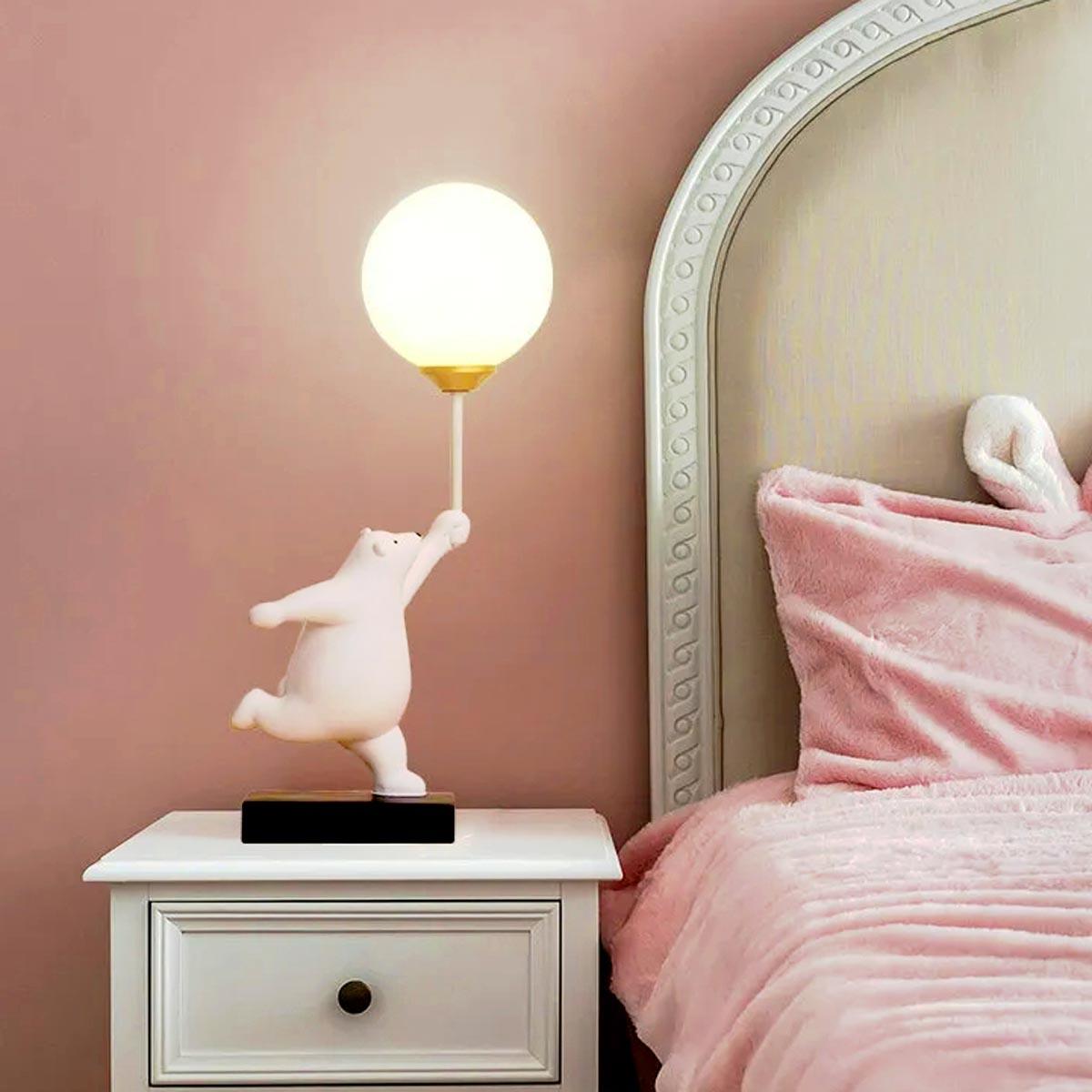 Teddy Bear Moon White Table Lamp