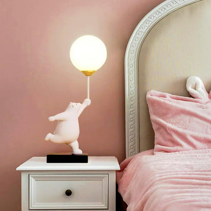 Teddy Bear Moon White Table Lamp