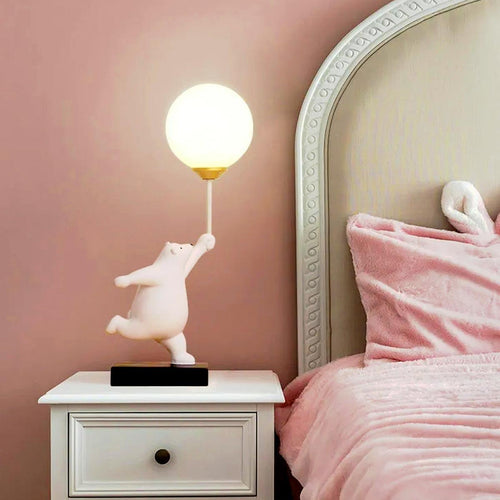 Teddy Bear Moon White Table Lamp