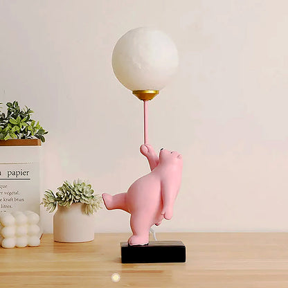 Teddy Bear Moon Pink Table Lamp