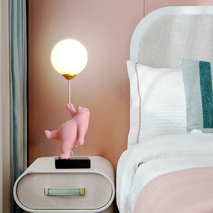 Teddy Bear Moon Pink Table Lamp