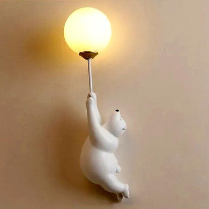 Teddy Bear Moon White Wall Lamp