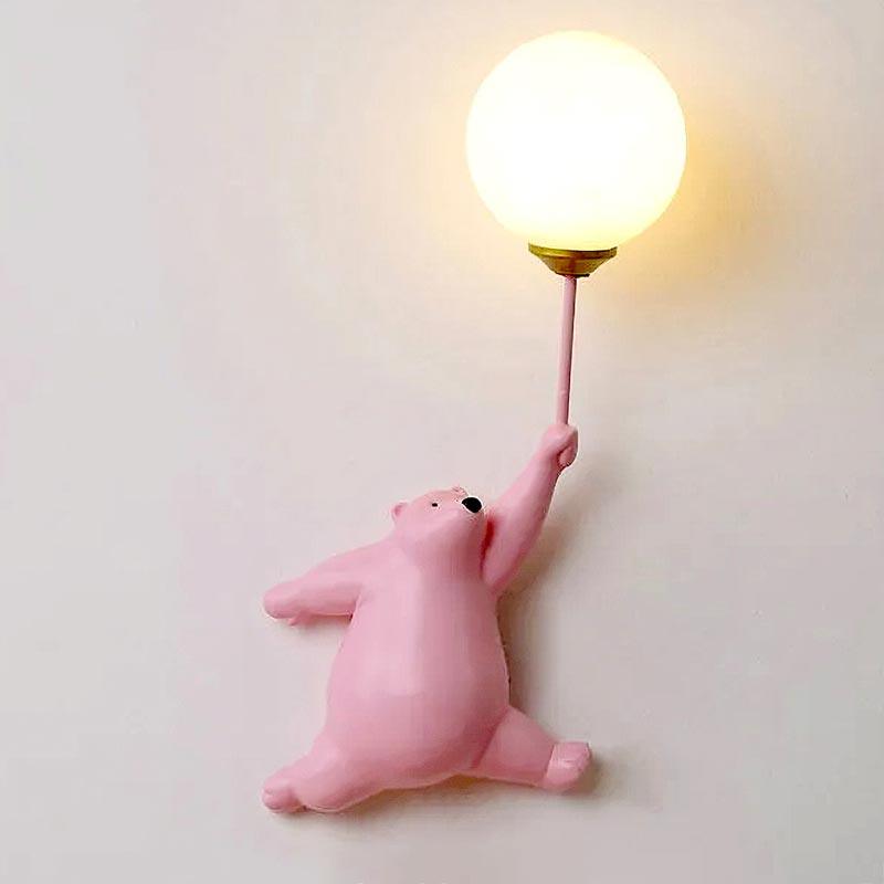 Teddy Bear Moon Pink Wall Lamp — Wall Sconce (view 2)