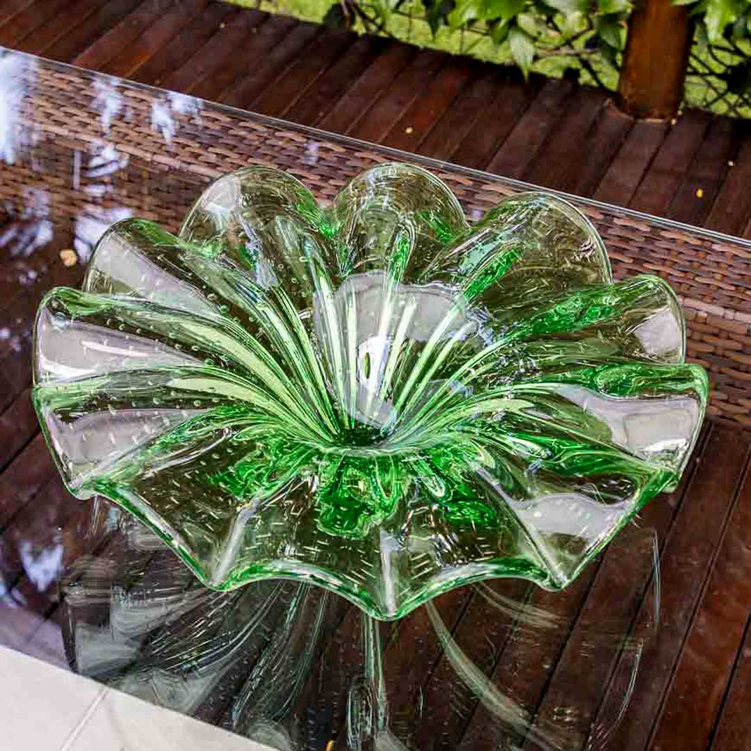 Yara Murano Glass Centerpiece – Green Esmeralda — Murano Glass Decor (view 2)