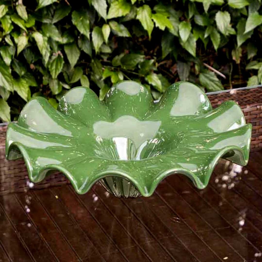 Yara Murano Glass Centerpiece – Green Folha
