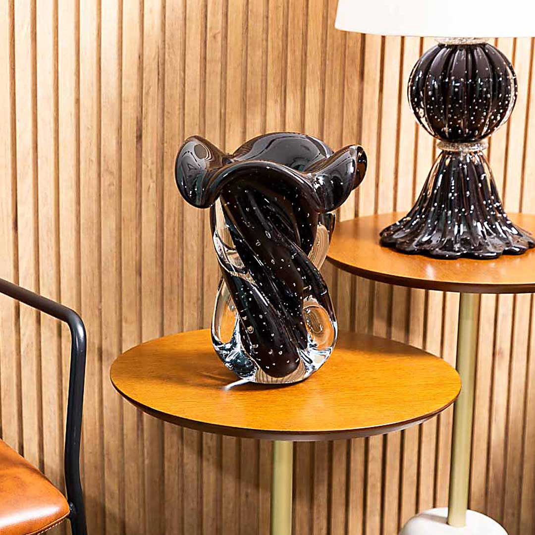 Argus Murano Glass Vase – Black