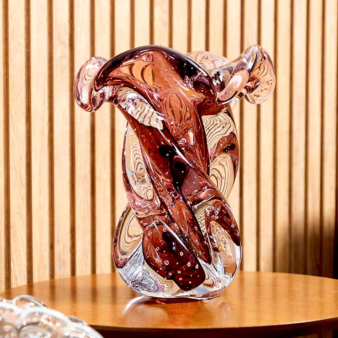 Argus Murano Glass Vase – Vintage Rosé — Murano Glass Decor (view 2)