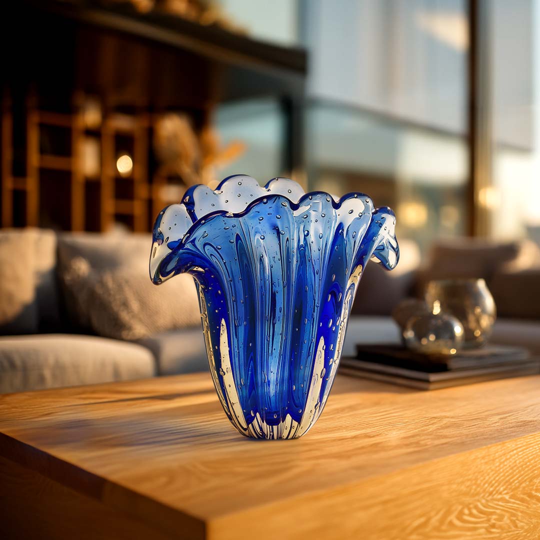 Firenze Murano Glass Vase – Blue Oxford