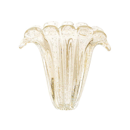 Firenze Murano Glass Vase – Clear with Ouro 24K