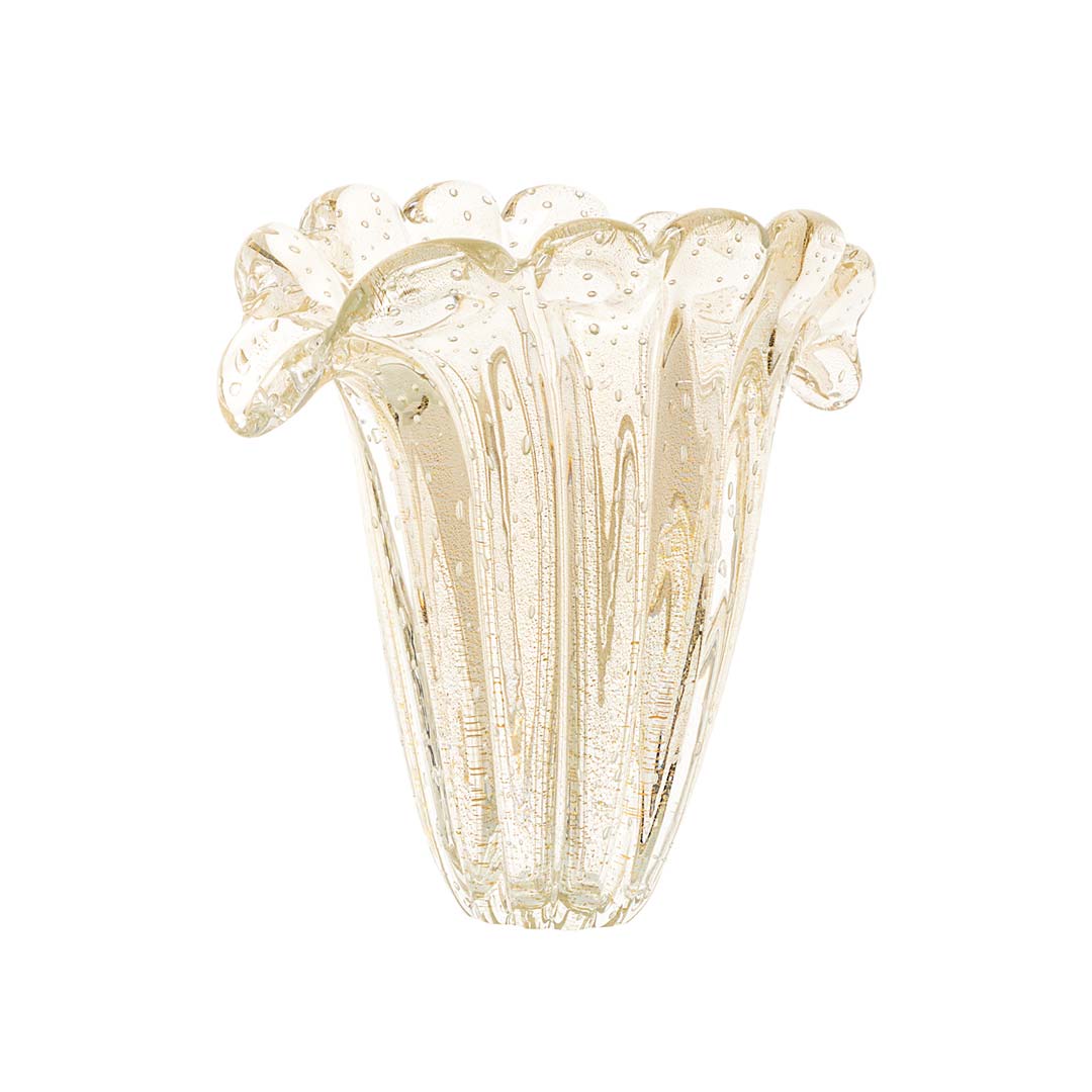 Firenze Murano Glass Vase – Clear with Ouro 24K