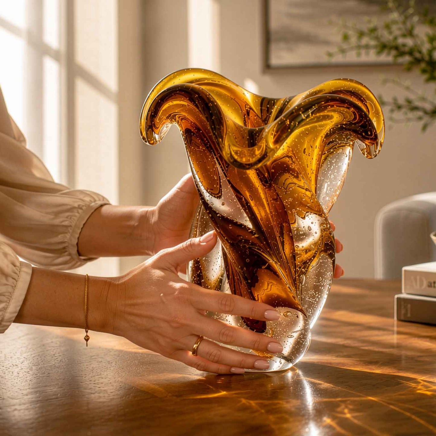 Argus Murano Glass Vase – Amber