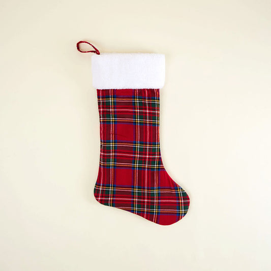 Red Tartan Plaid Flannelette Poshmas Stocking