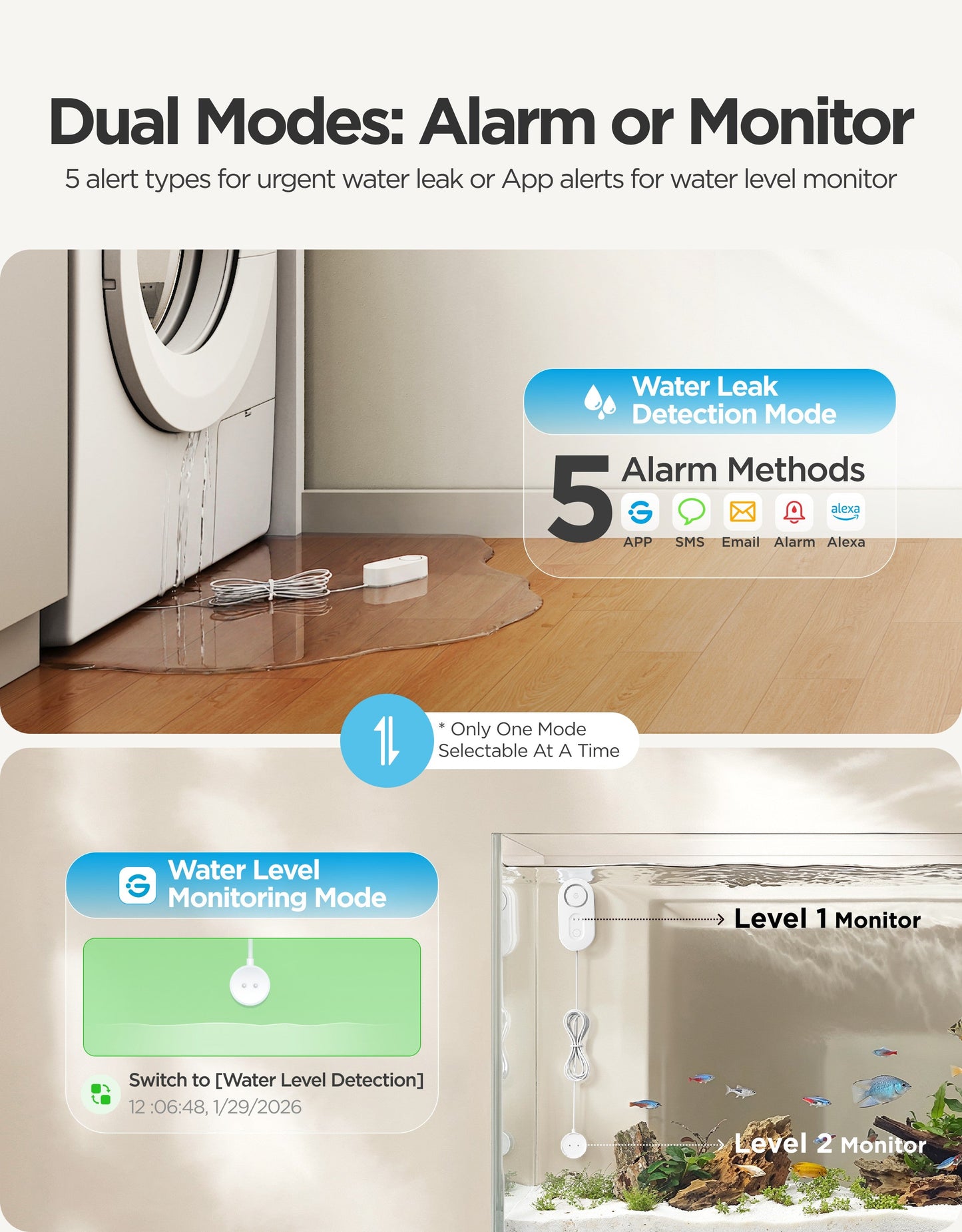 GoveeLife Water Leak Detector 1s With Sensor Cable