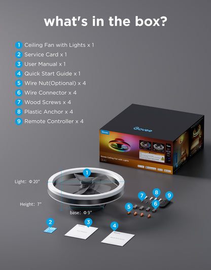 [🎁Prime Day Prize] Govee 20-Inch Ceiling Fan With Lights