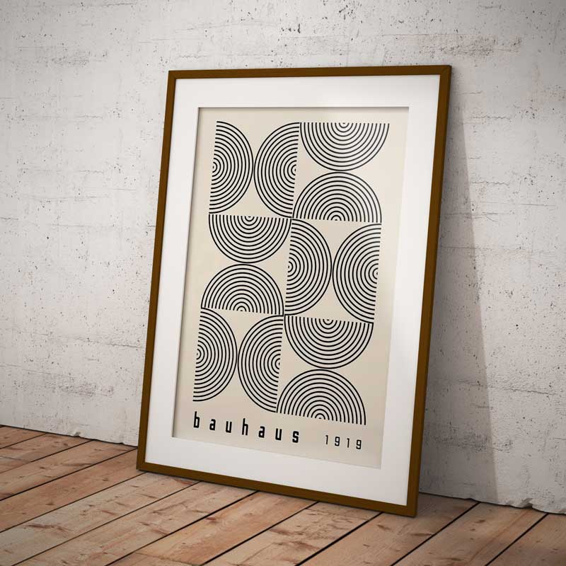 Bauhaus Design Semi Circles White Wall Art Print