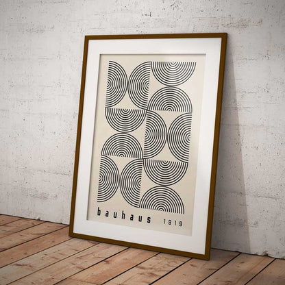Bauhaus Design Semi Circles White Wall Art Print
