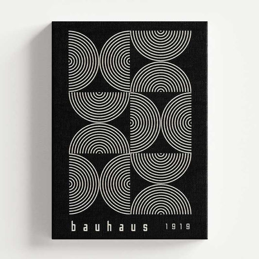 Bauhaus Design Semi Circles Black Wall Art Print