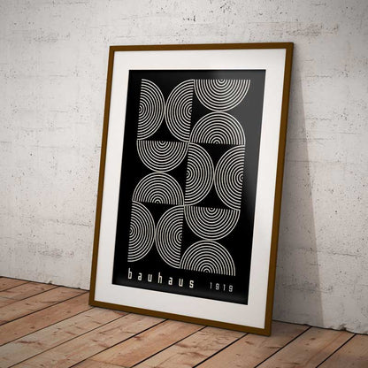 Bauhaus Design Semi Circles Black Wall Art Print