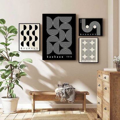 Bauhaus Design Semi Circles White Wall Art Print
