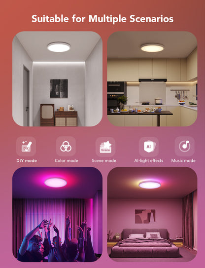 Refurbished Govee 12-Inch RGBWW + RGBIC Smart Ceiling Light