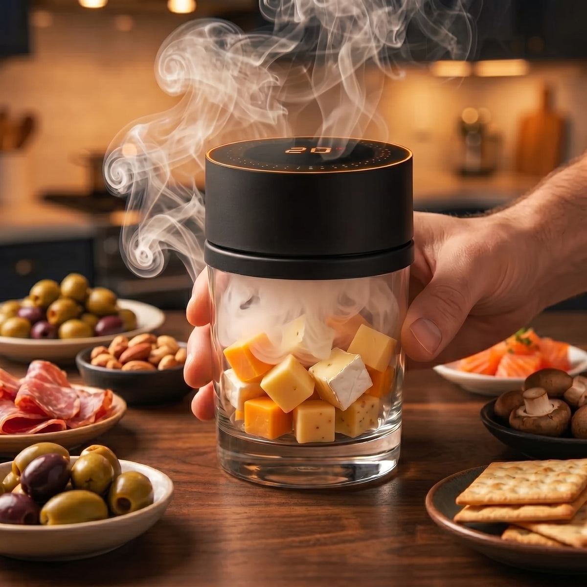 Smoking a snack board with the cocktail smoker