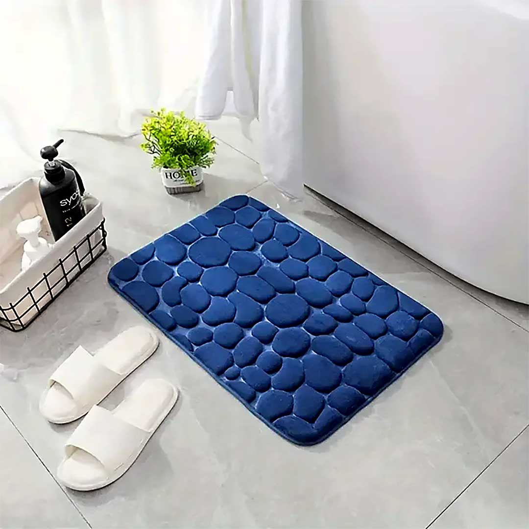 Pebble Navy Blue Non-Slip Bath Mat — Bath Mat (view 2)