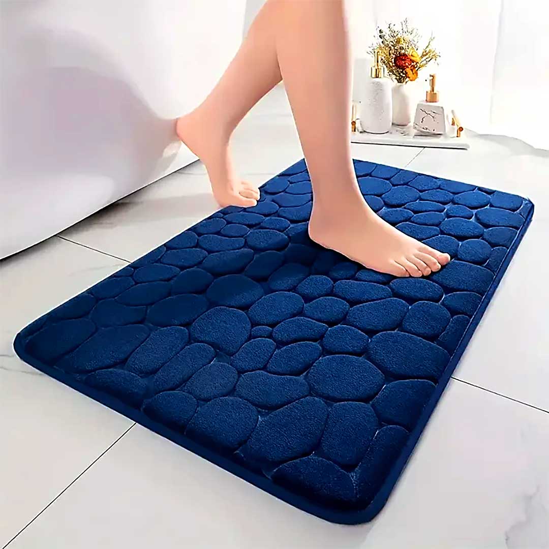 Pebble Blue Marinho Non-Slip Bath Mat