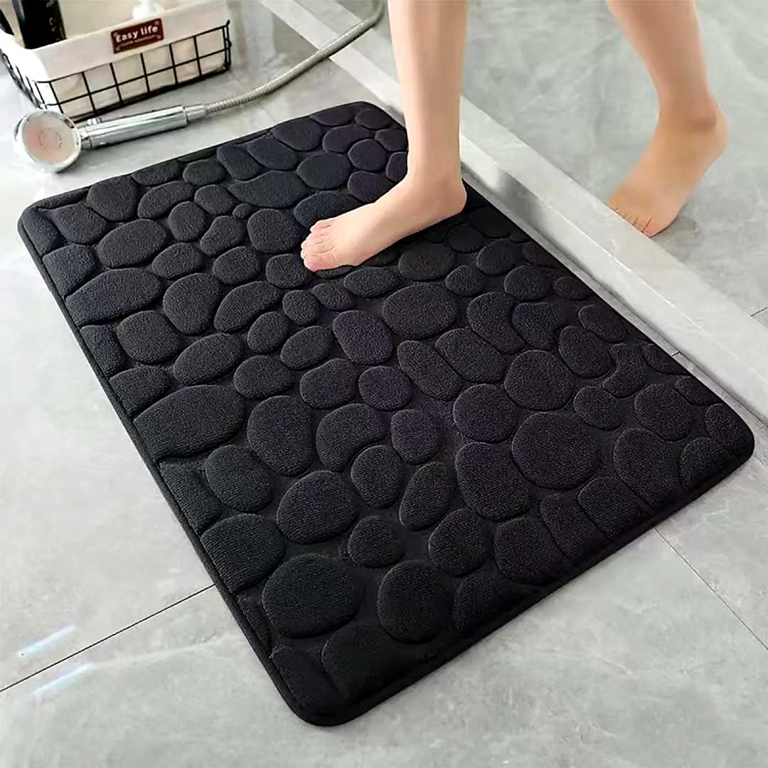 Pebble Black Non-Slip Bath Mat