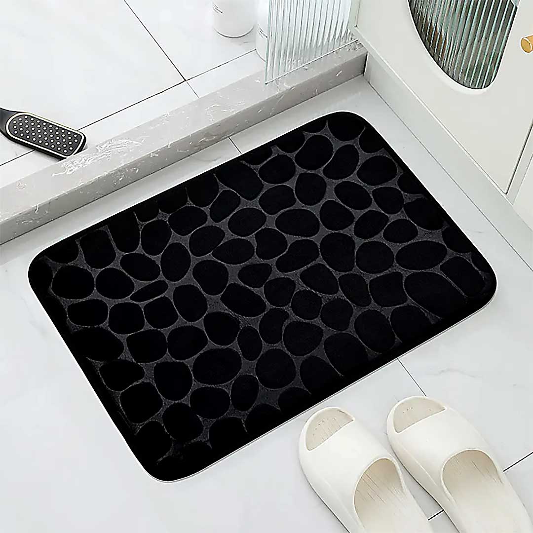 Pebble Black Non-Slip Bath Mat