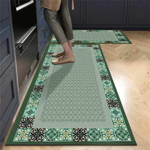 Greeny Tile Kitchen Rug Set – 2 Pieces