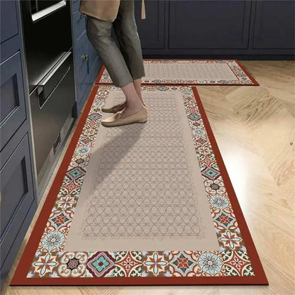 Reddish Tile Kitchen Rug Set – 2 Pieces