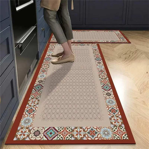 Reddish Tile Kitchen Rug