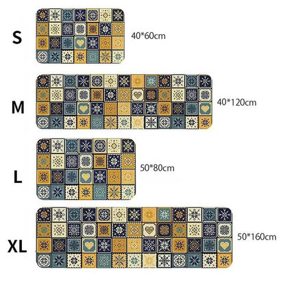 Green Tile Kitchen Rug Set – 2 Pieces