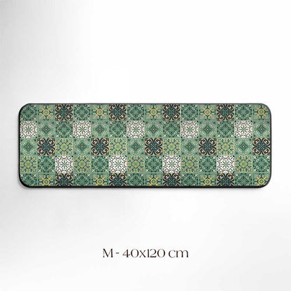 Green Tile Kitchen Rug
