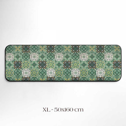 Green Tile Kitchen Rug