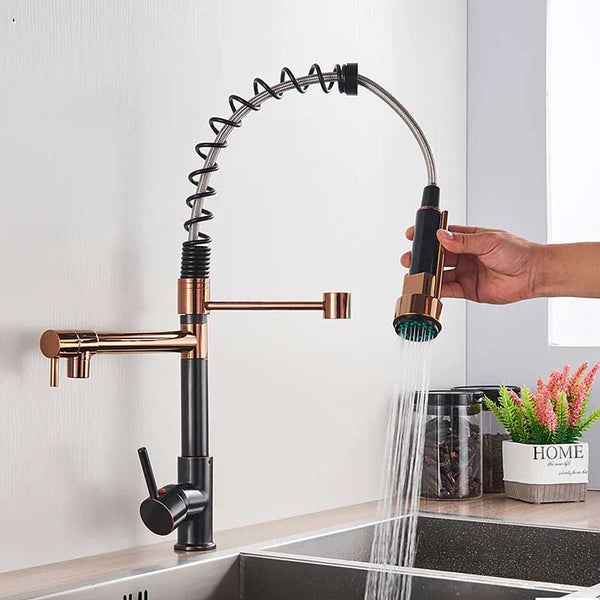 Gourmet Kitchen Faucet – Premium Black Rosé Gold