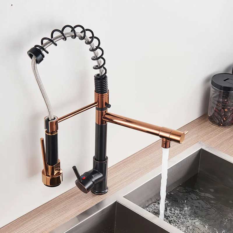 Gourmet Kitchen Faucet – Premium Black Rosé Gold